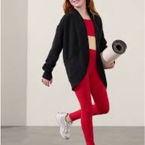 Athleta Girl NWT Wrap ‘N Roll Sweatshirt Black Cardigan